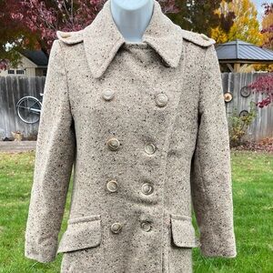 VTG Classic Jill JR. Tan Tweed Wool Blend Coat Sz S/M